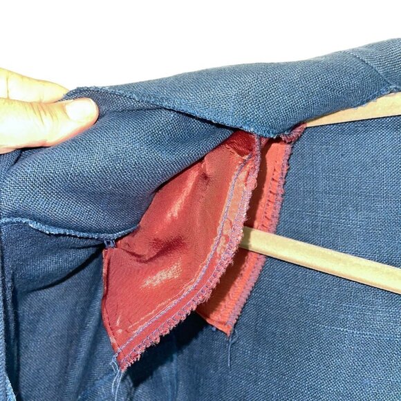 Finity Vintage 1980s Womens Blazer Size 12 Blue Pockets Pure Linen USA - Picture 8 of 10